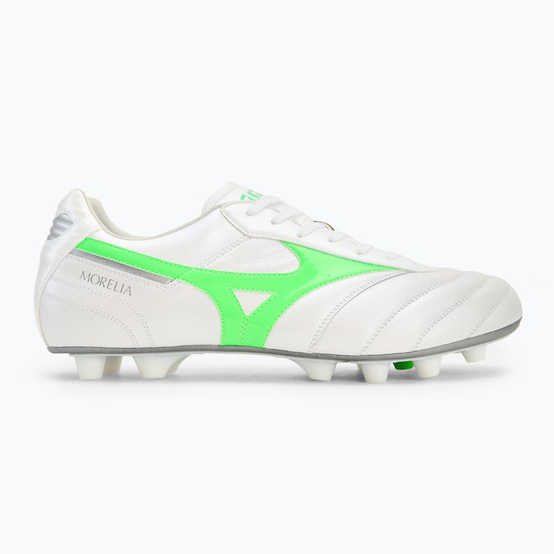 Pánské kopačky Mizuno Morelia II Elite Md white/neon green/galaxy silver 2