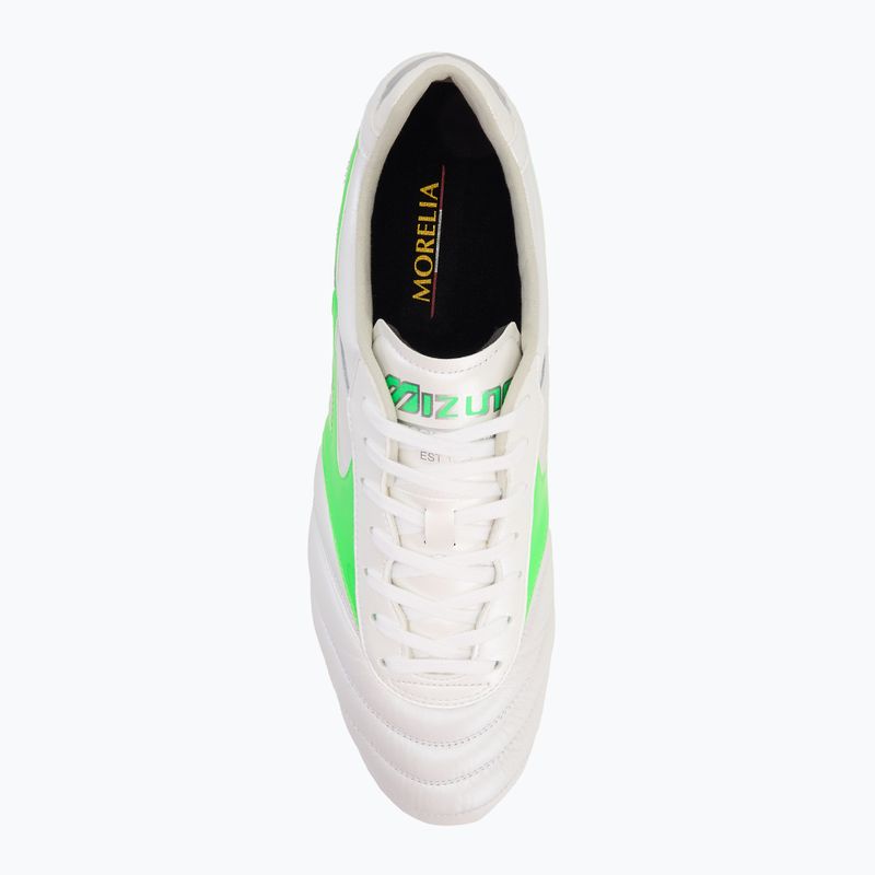 Pánské kopačky Mizuno Morelia II Elite Md white/neon green/galaxy silver 5