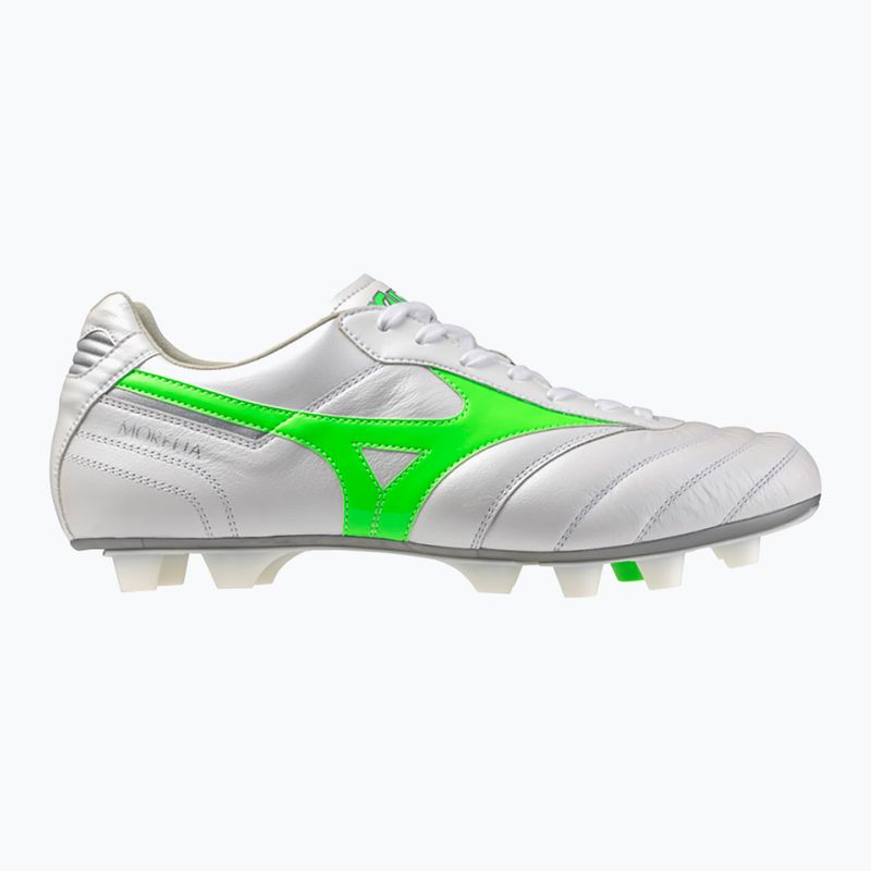 Pánské kopačky Mizuno Morelia II Elite Md white/neon green/galaxy silver 8