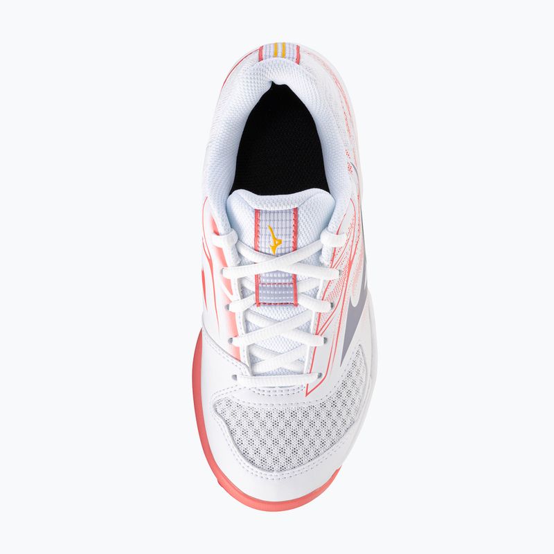 Dětské tenisové boty Mizuno Break Shot 5 Jr CC white/blue granite/calypso coral 11