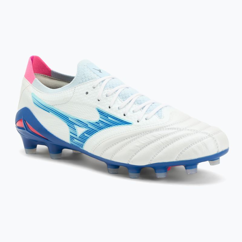 Pánské kopačky Mizuno Morelia Neo IV Β Elite MD white/tanager turquoise/pink tetra