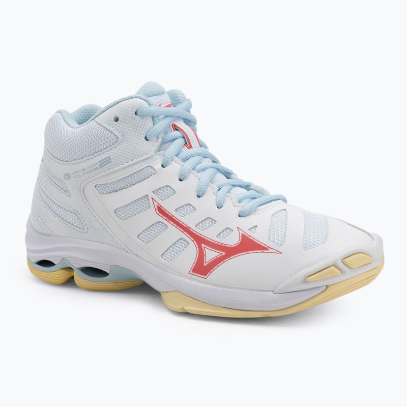 Dámské volejbalové boty Mizuno Wave Voltage 2 Mid white/calypso coral/pale banana