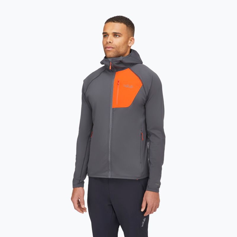 Pánská trekingová mikina Rab Superflux Hoody graphene/firecracker 2