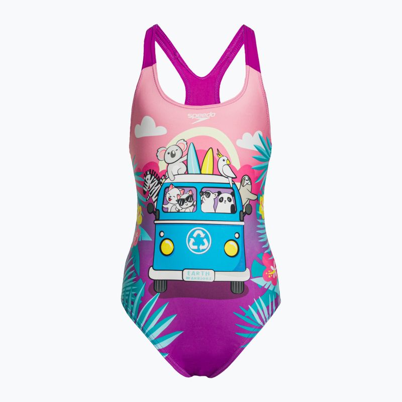 Speedo Dětské jednodílné plavky s digitálním potiskem růžovo-fialové 8-0797015162