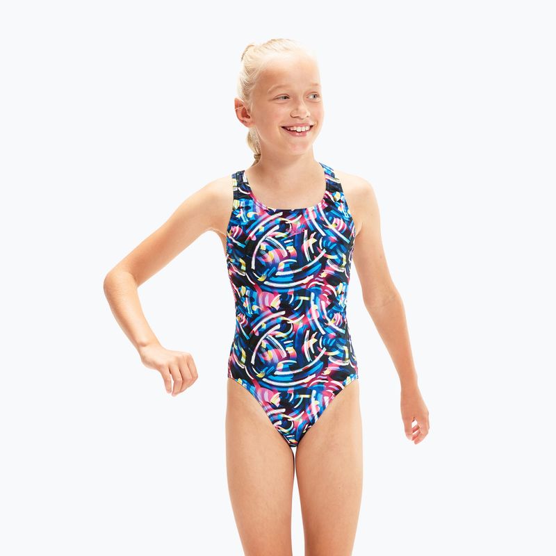 Speedo Digital Allover Leaderback dětské jednodílné plavky modré/černé 8-1237714743 3
