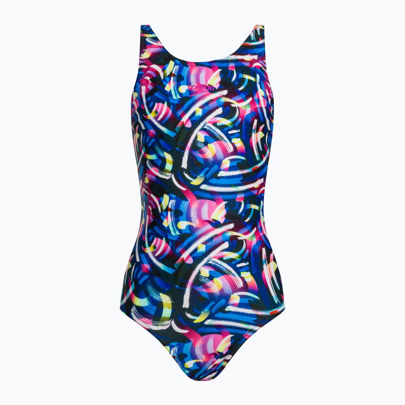Speedo Digital Allover Leaderback dětské jednodílné plavky modré/černé 8-1237714743