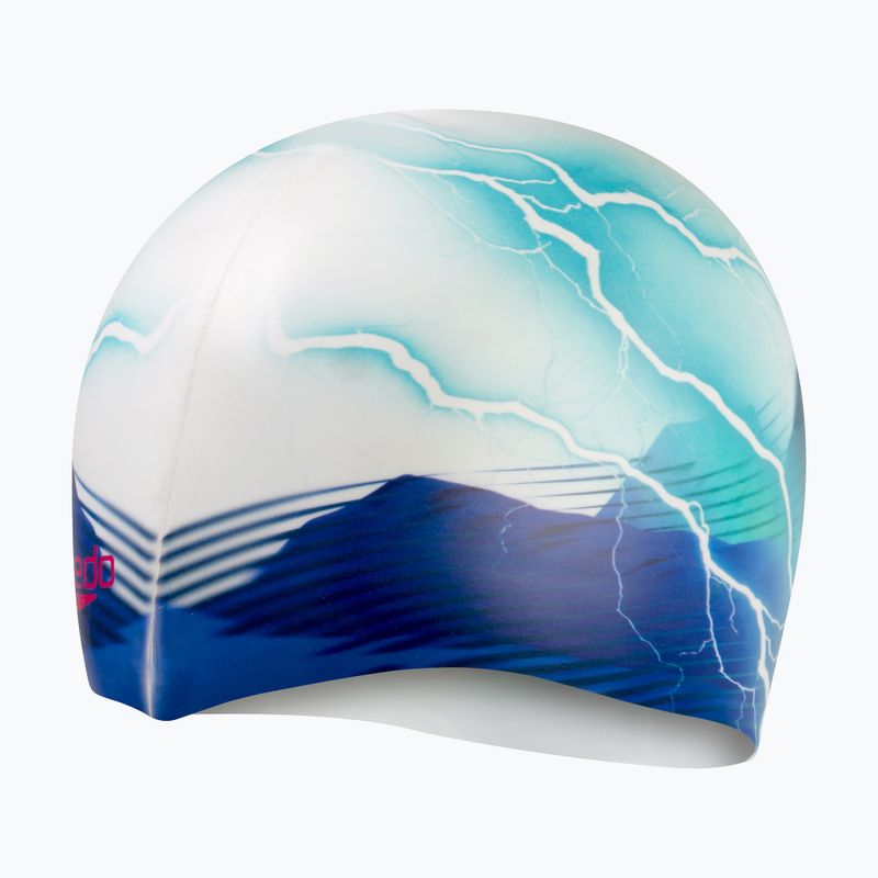 Speedo Digitální čepice s potiskem bílo-modrá 8-1352414648 2