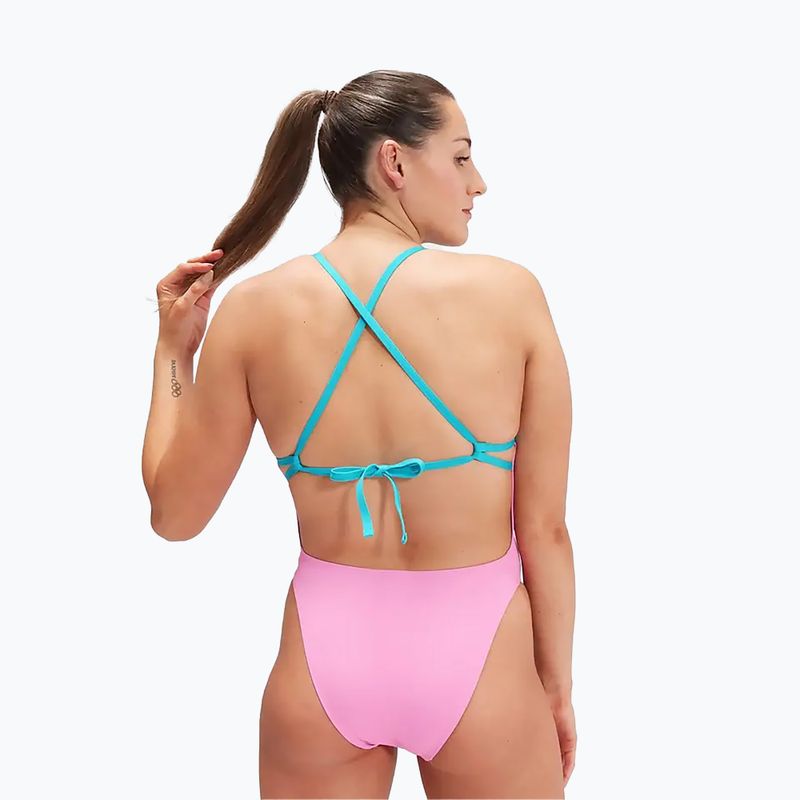 Speedo dámské plavky Solid Tie Back růžová/modrá 7