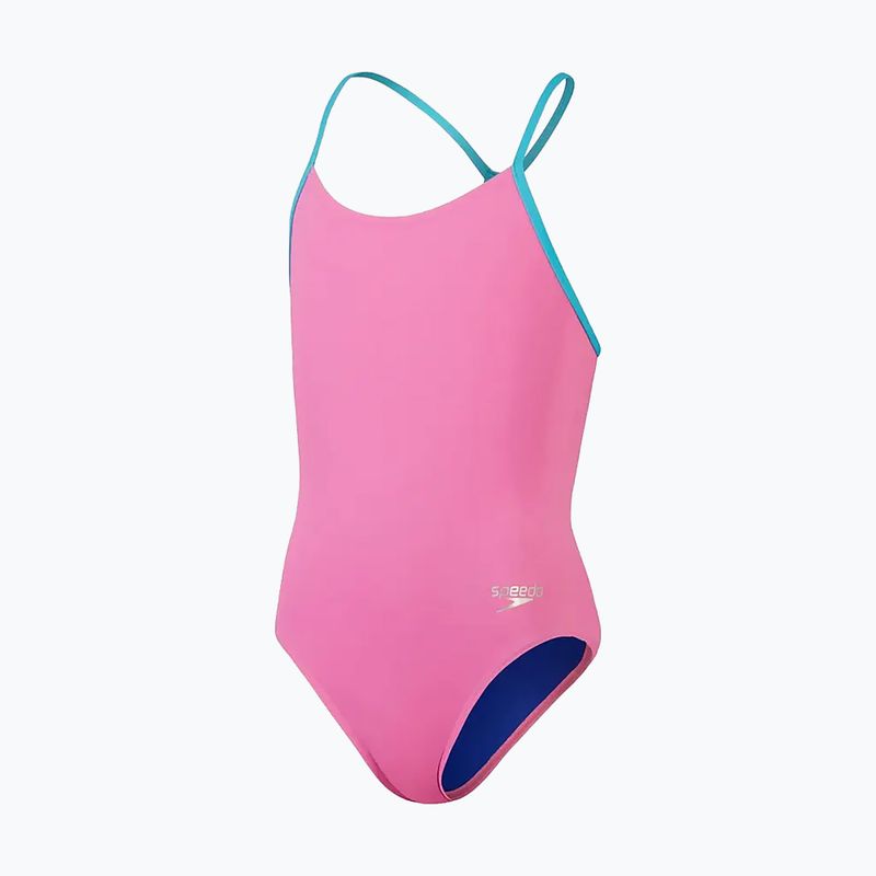 Dětské plavky Speedo Solid Lane Line Back růžová/modrá
