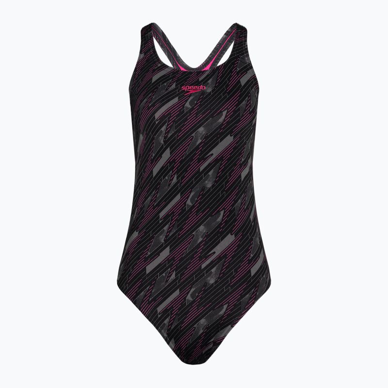 Speedo dámské jednodílné plavky HyperBoom Allover Medalist black/electric pink/usa charcoal