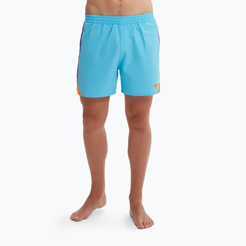 Speedo Hyperboom Splice 16" pánské plavecké šortky picton blue/true cobalt/mandarin peel