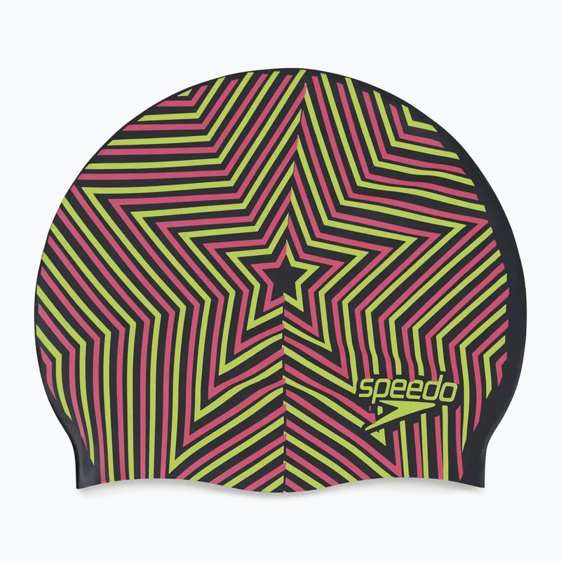 Speedo Reversible Slogan Junior starburst true cobalt/flare pink dětská plavecká čepice 2
