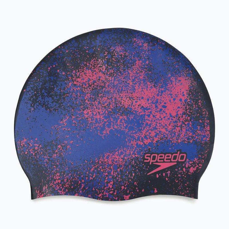 Speedo Reversible Slogan Junior starburst true cobalt/flare pink dětská plavecká čepice