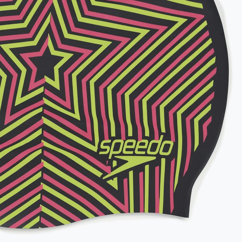 Speedo Reversible Slogan Junior starburst true cobalt/flare pink dětská plavecká čepice 4