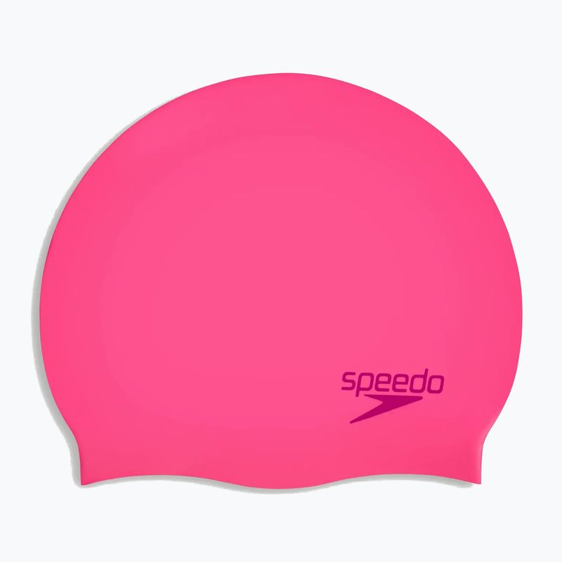 Plavecká čepice Speedo Plain Moulded Silicone Junior flare pink/wineberry 2