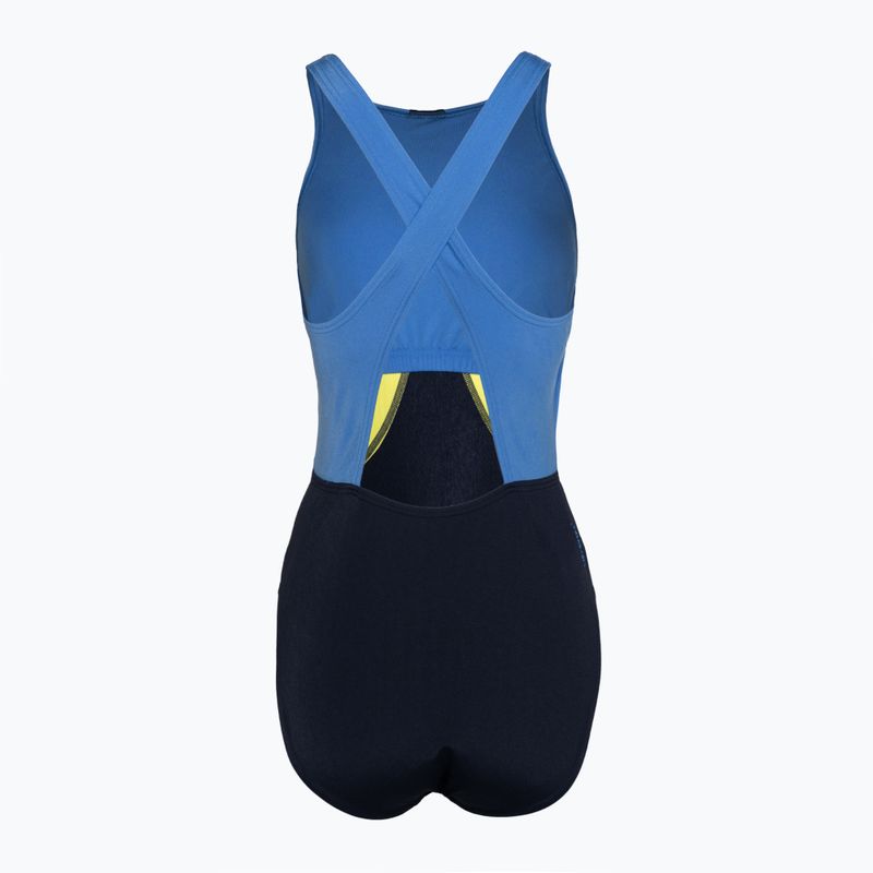 Speedo Colourblock Highneck Crossback plavky true navy/sevres blue/lemon drizzle 2