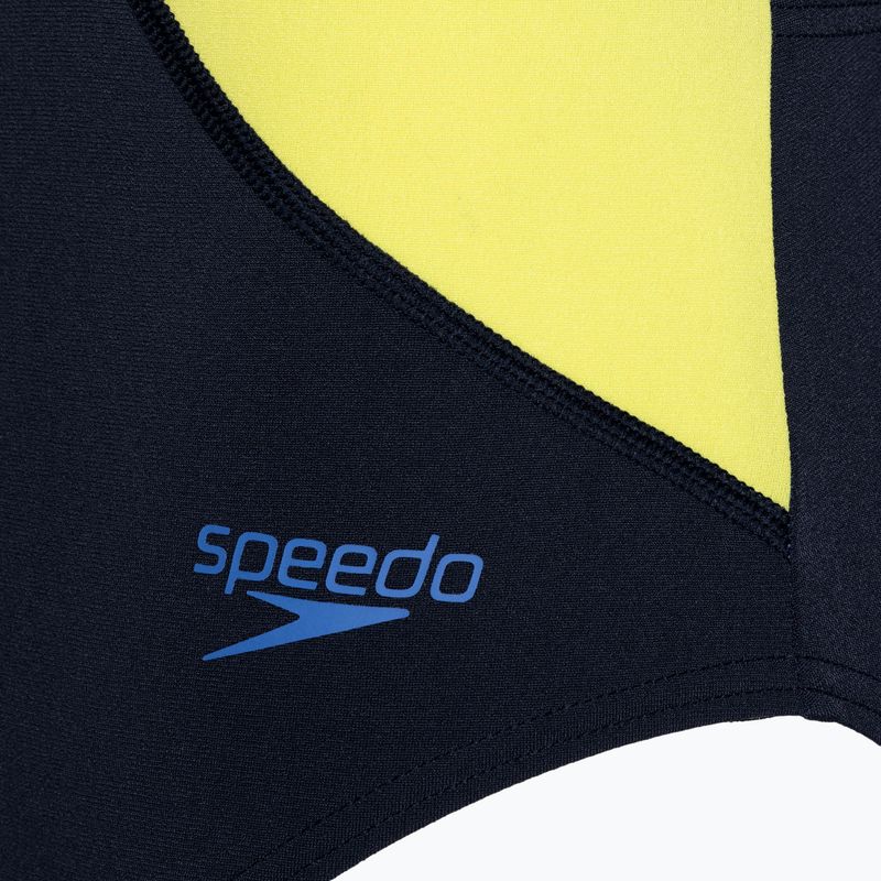 Speedo Colourblock Highneck Crossback plavky true navy/sevres blue/lemon drizzle 3