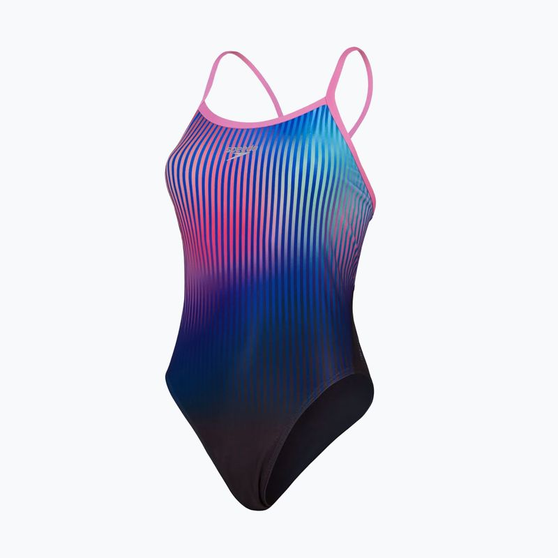 Jednodílné plavky  Speedo Placement Digital Turnback black/kiki pink/picton blue