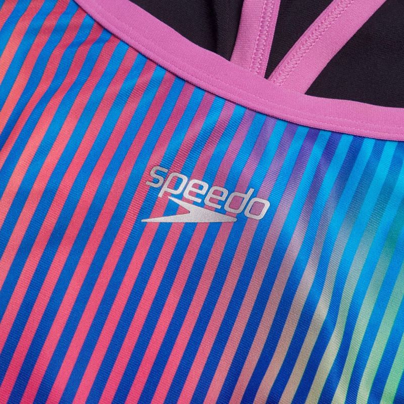 Jednodílné plavky  Speedo Placement Digital Turnback black/kiki pink/picton blue 3