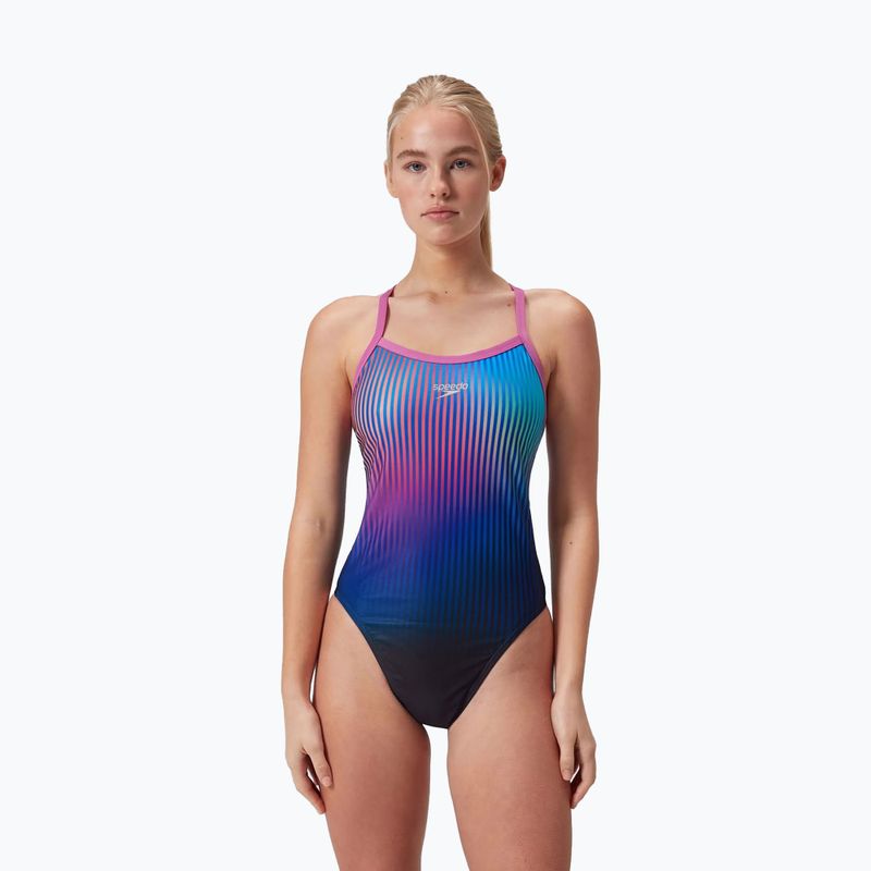 Jednodílné plavky  Speedo Placement Digital Turnback black/kiki pink/picton blue 5