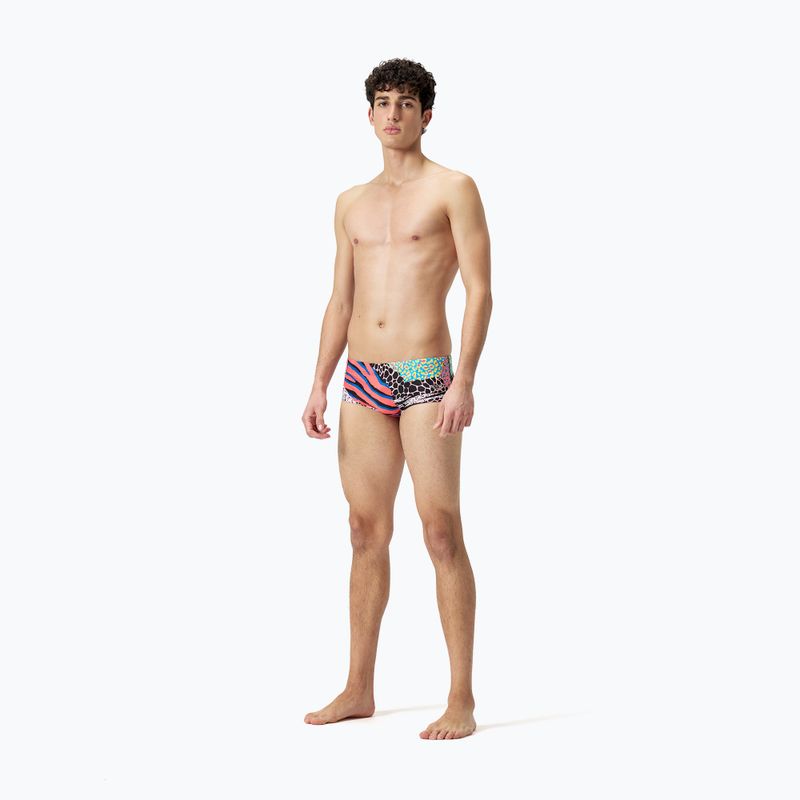 Pánské plavky Speedo 13,5cm Allover Training Club Brie black/matcha green/siren red 2