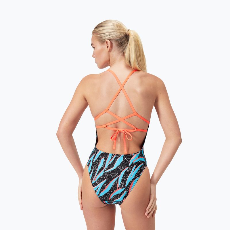 Jednodílné plavky  Speedo Allover Digital Lattice Tie-Back black/picton blue/siren red 5