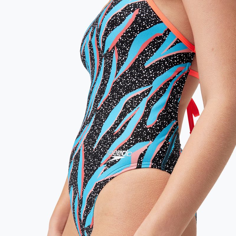 Jednodílné plavky  Speedo Allover Digital Lattice Tie-Back black/picton blue/siren red 6