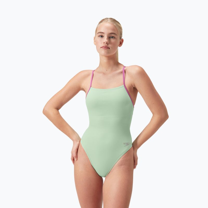 Jednodílné plavky  Speedo Solid Lattice Tie-Back matcha green 6