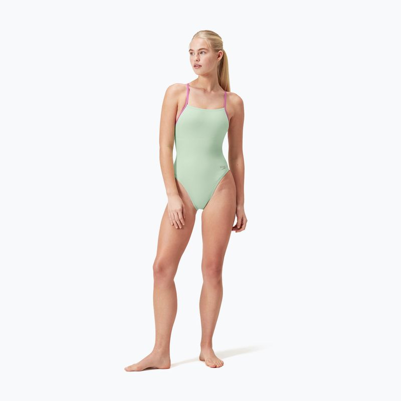 Jednodílné plavky  Speedo Solid Lattice Tie-Back matcha green 7