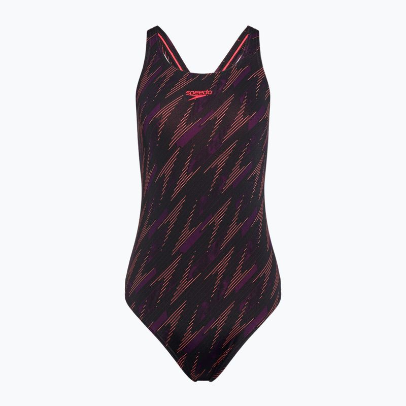 Dámské jednodílné plavky Speedo HyperBoom Allover Medalist black/plum dandy/siren red