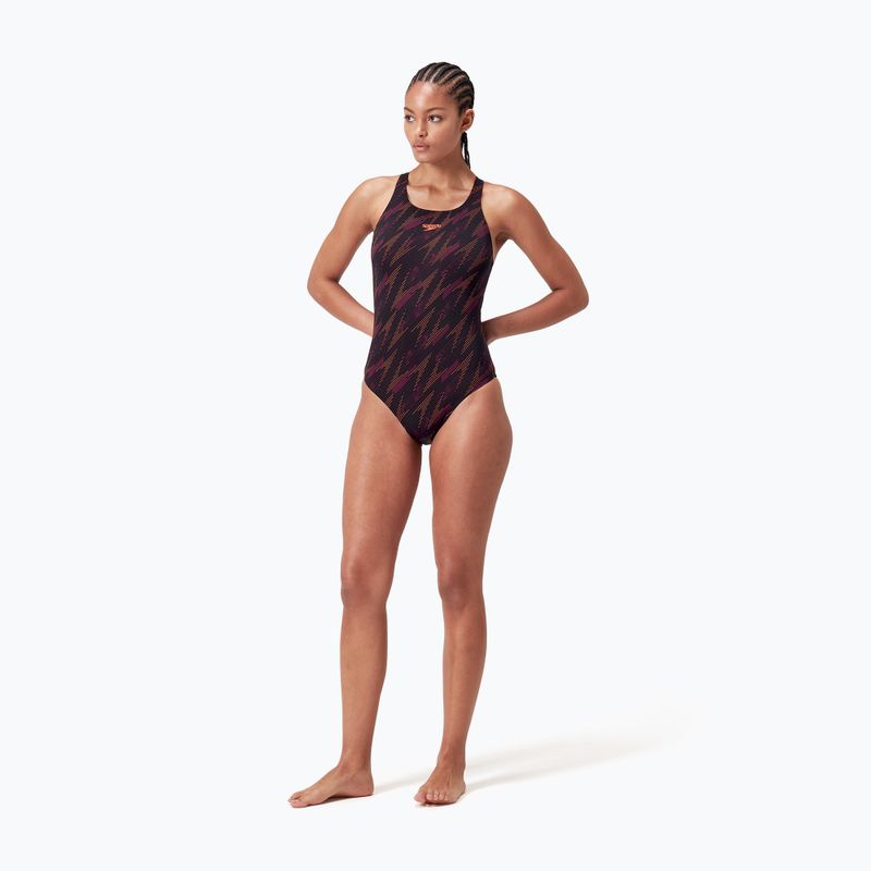 Dámské jednodílné plavky Speedo HyperBoom Allover Medalist black/plum dandy/siren red 2