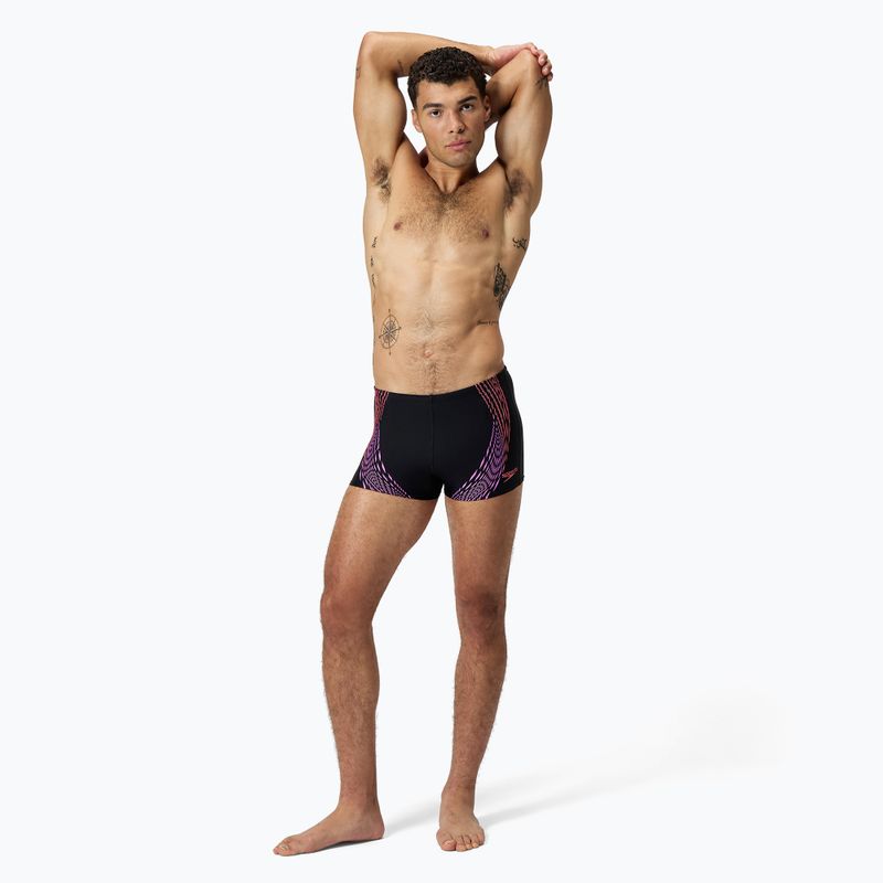 Pánské plavky Speedo Duo Logo Print Aquashort black/coral sands/neon violet 2