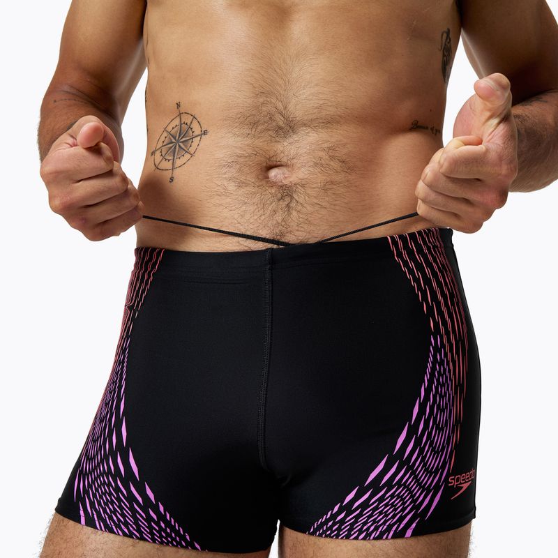 Pánské plavky Speedo Duo Logo Print Aquashort black/coral sands/neon violet 4