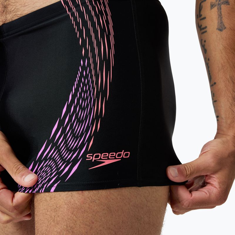 Pánské plavky Speedo Duo Logo Print Aquashort black/coral sands/neon violet 5