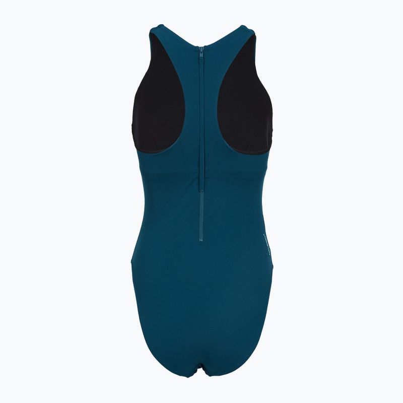Dámské jednodílné plavky Speedo Racer Zip with Built in Swim Bra dark teal 2