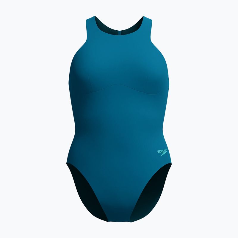 Dámské jednodílné plavky Speedo Racer Zip with Built in Swim Bra dark teal 7