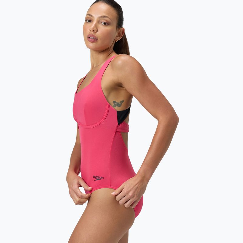 Dámské jednodílné plavky Speedo Flex Band with Swim Bra raspbery fill/vermilion/punch 4