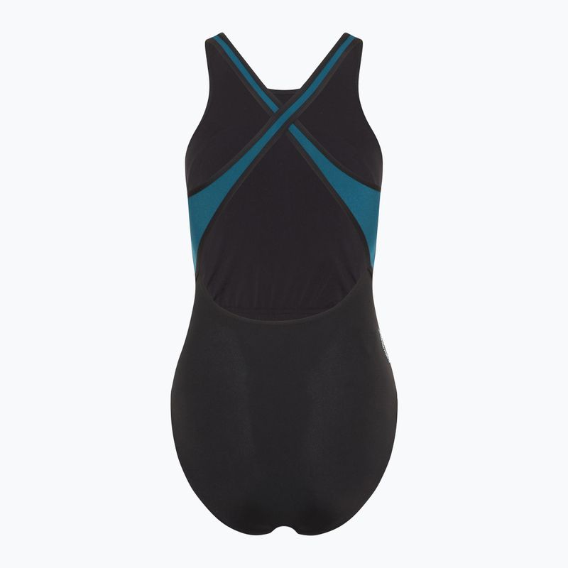 Dámské jednodílné plavky Speedo High Neck Splice Cross Back dark teal 2
