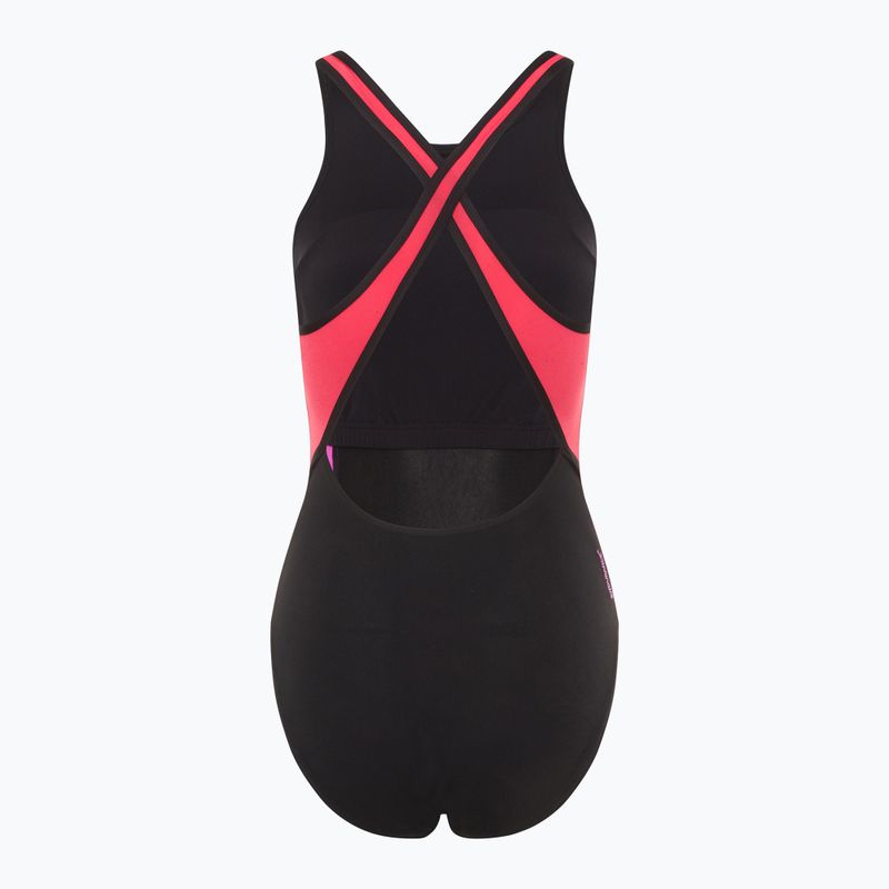 Dámské jednodílné plavky Speedo High Neck Splice Cross Back rapsberry fill 2