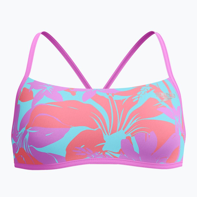 Horní díl plavek Speedo Allover Digital Crossback Crop Top kaluna floral/arctic glass