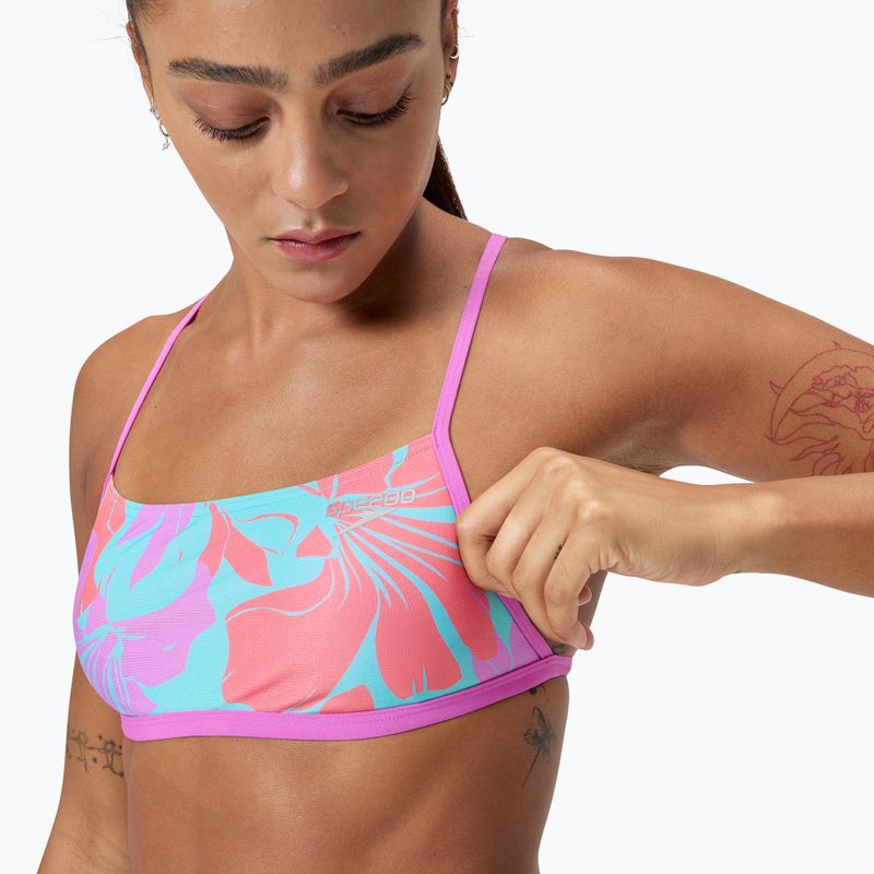 Horní díl plavek Speedo Allover Digital Crossback Crop Top kaluna floral/arctic glass 6