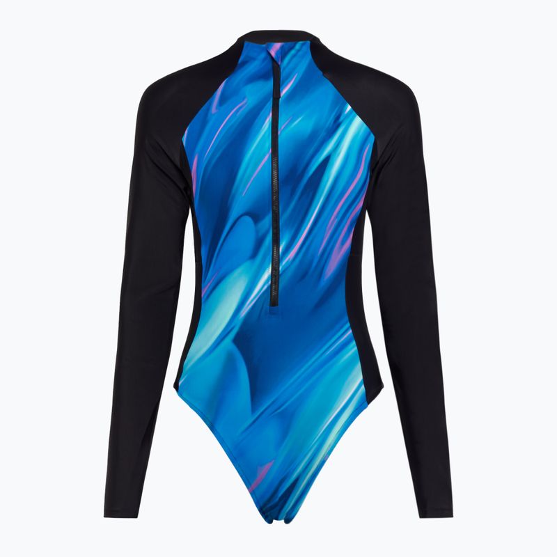 Dámské jednodílné plavky Speedo Printed LS Zip One Piece rapture glow/dark teal