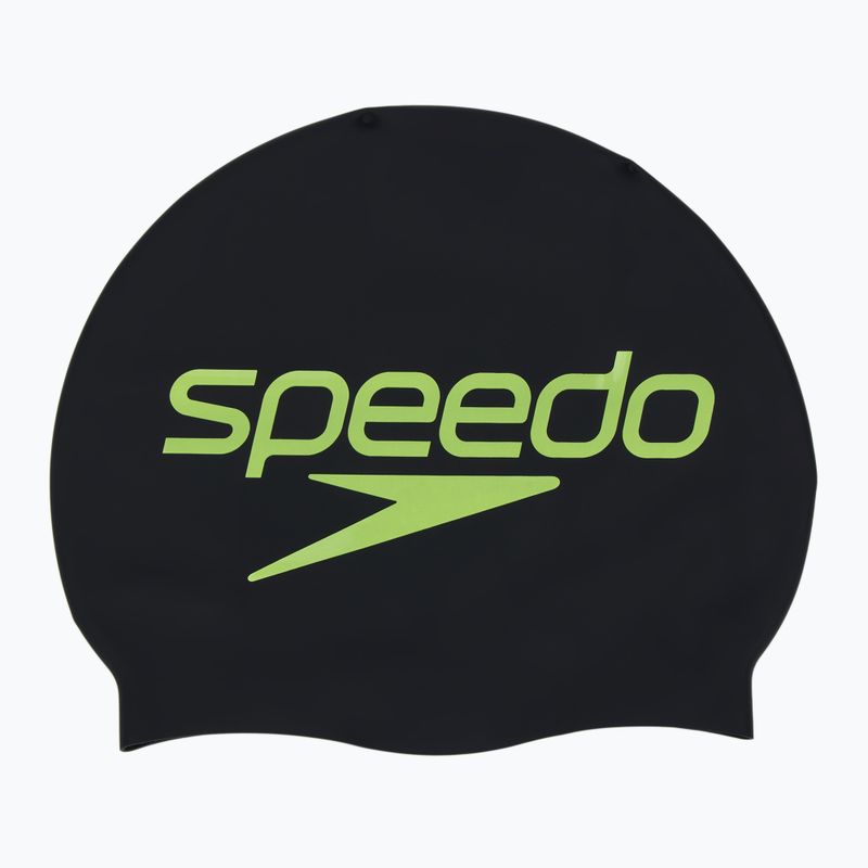 Plavecká čepice  Speedo Printed Silicone black stacked logo 2