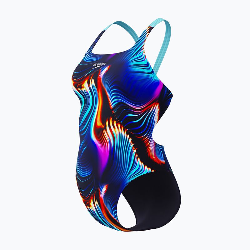 Dámské jednodílné plavky Speedo Allover Digital Leaderback lava blur/speedo black 3