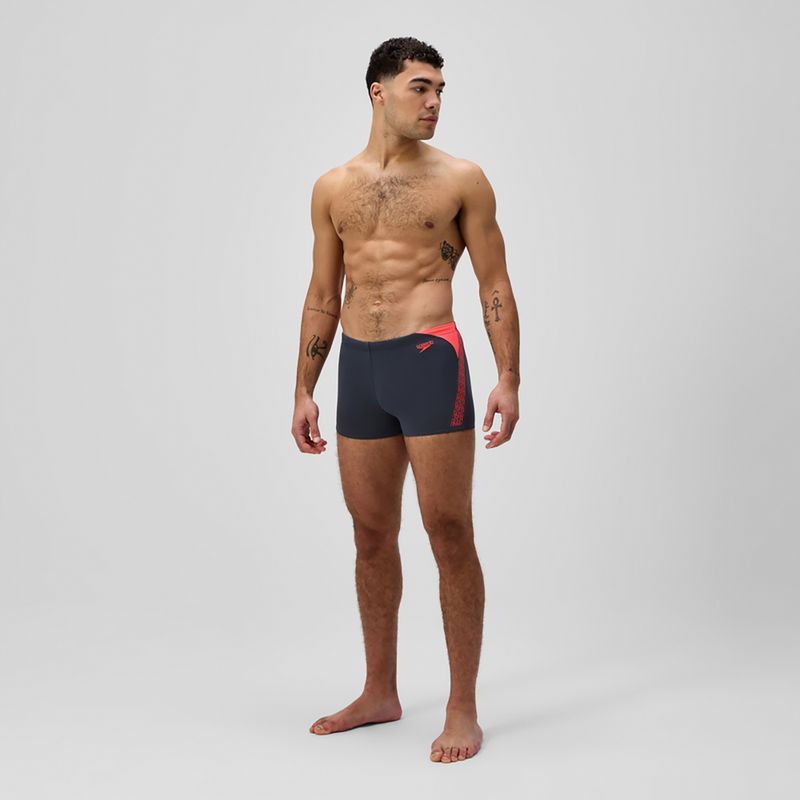 Pánské plavecké boxerky Speedo Hyper Boom Splice grey lead/neon coral 2