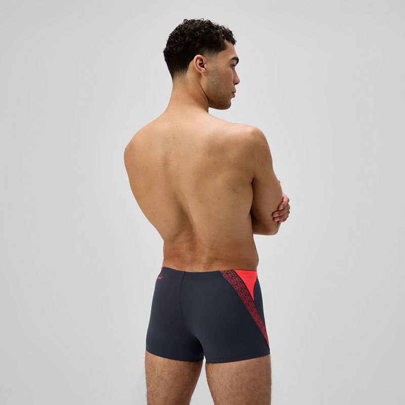Pánské plavecké boxerky Speedo Hyper Boom Splice grey lead/neon coral 3