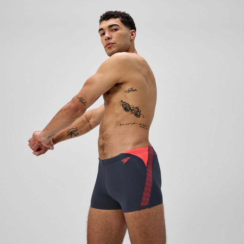 Pánské plavecké boxerky Speedo Hyper Boom Splice grey lead/neon coral 4