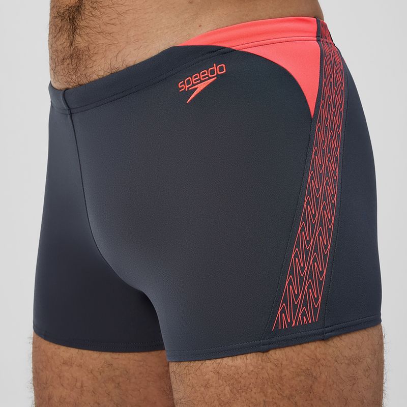 Pánské plavecké boxerky Speedo Hyper Boom Splice grey lead/neon coral 5