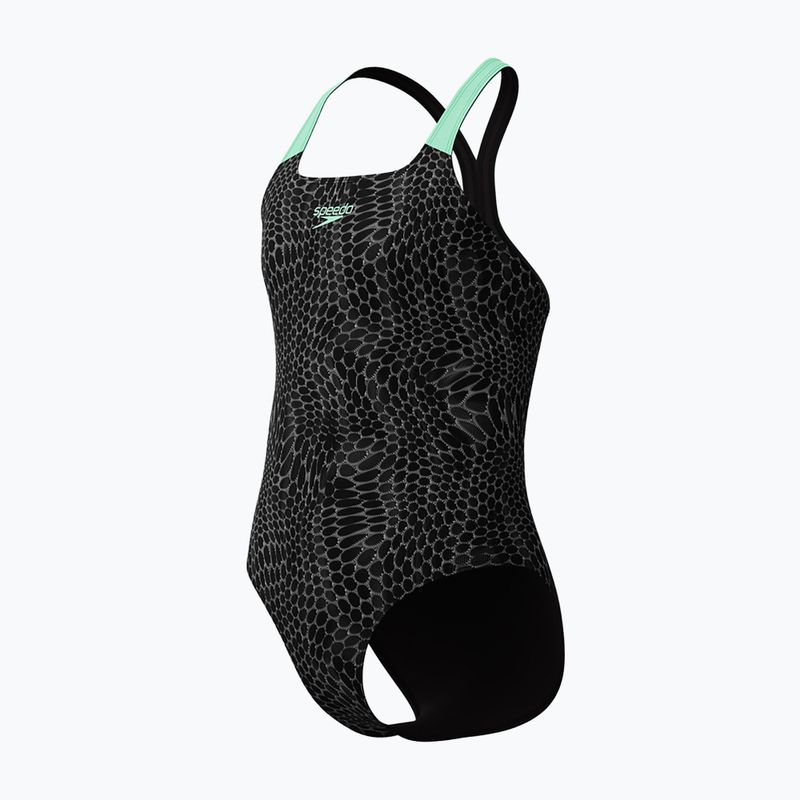 Dětské jednodílné plavky Speedo Allover Pwerbackback black/alfalfa green 3