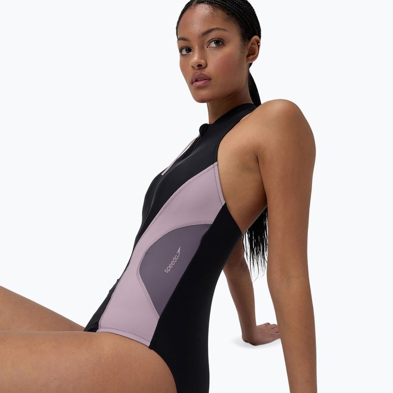 Dámské jednodílné plavky Speedo Zip Colorblock antracithe 5